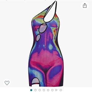 CAPE CLIQUE Sexy Spaghetti Strap Asymmetric Body Print Dress